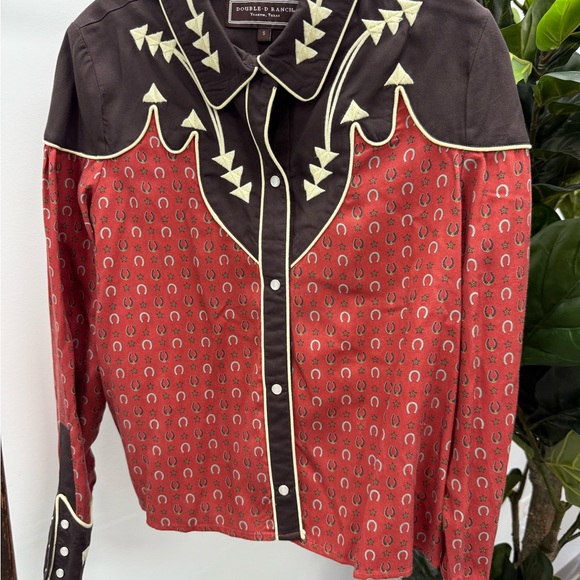 Double D Ranch Tops - Double D Ranch Red and Black Western Shirt
